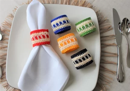 Multicolor napkin rings. Napkin holders. Table decor. Crocheted napkin rings