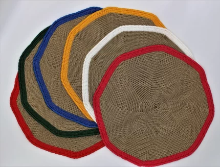 Woven placemats and napkin rings set. Handmade table set. Table decor.