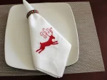 Deer christmas cloth napkins set of 6. Linen napkins. 100% linen table napkins. Dinner napkins. Embroidered napkins. Cloth napkins - Image 2