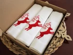 Deer christmas cloth napkins set of 6. Linen napkins. 100% linen table napkins. Dinner napkins. Embroidered napkins. Cloth napkins - Image 4