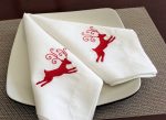 Deer christmas cloth napkins set of 6. Linen napkins. 100% linen table napkins. Dinner napkins. Embroidered napkins. Cloth napkins - Image 3