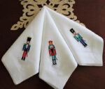 Nutcracker christmas cloth napkins set of 6. Linen napkins. 100% Linen table napkins. Dinner napkins. Embroidered napkins. Cloth napkins